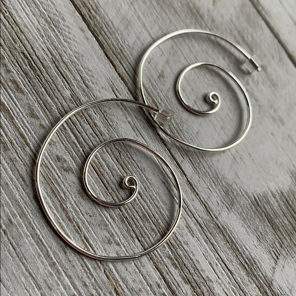 Sterling Silver Spiral Hoop Earrings NEW - Picture 5 of 5